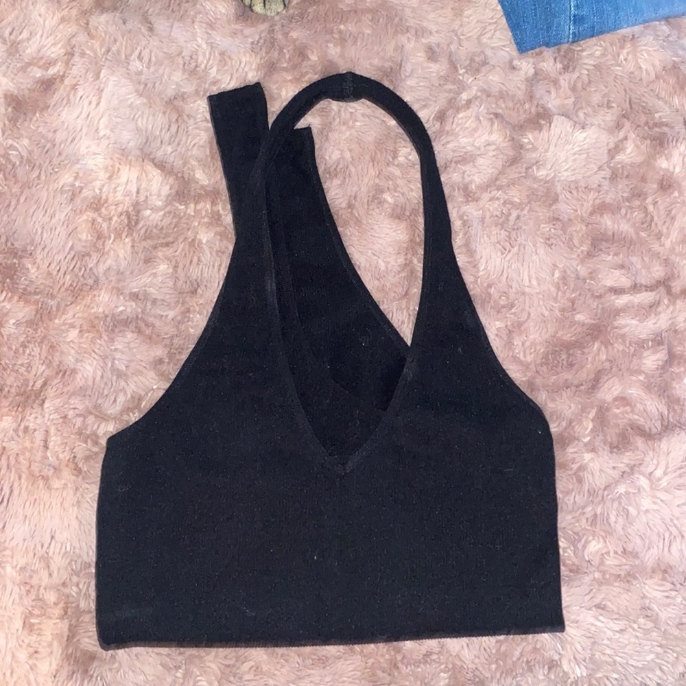 Bozzolo black halter ribbed bodysuit. Never worn!